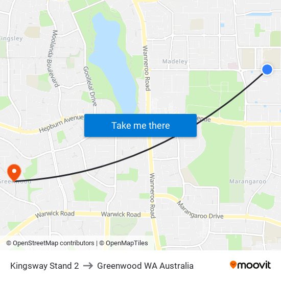 Kingsway   Stand 2 to Greenwood WA Australia map