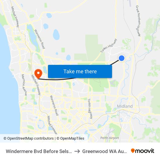 Windermere Bvd Before Selset Lane to Greenwood WA Australia map