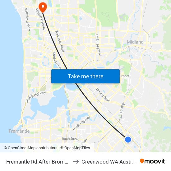 Fremantle Rd After Brome St to Greenwood WA Australia map