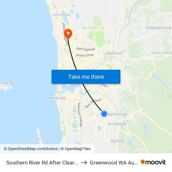 Southern River Rd After Clearwater Dr to Greenwood WA Australia map