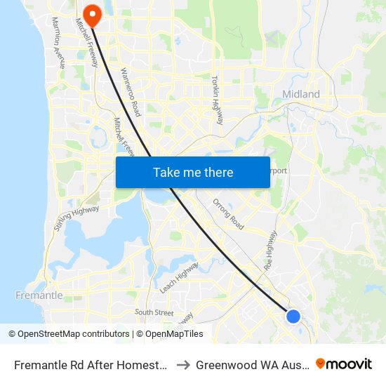 Fremantle Rd After Homestead Rd to Greenwood WA Australia map