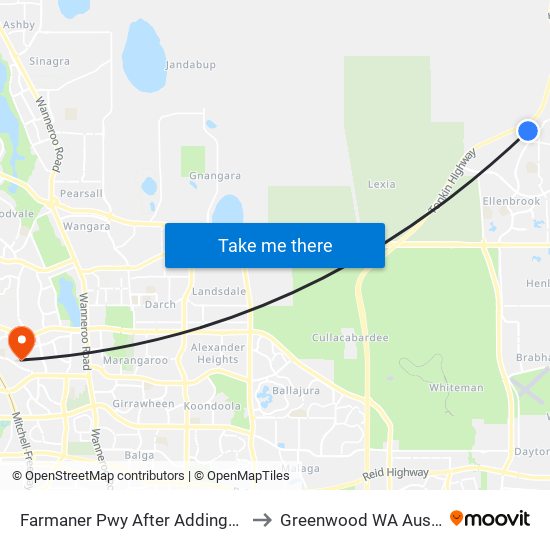 Farmaner Pwy After Addingham Dr to Greenwood WA Australia map