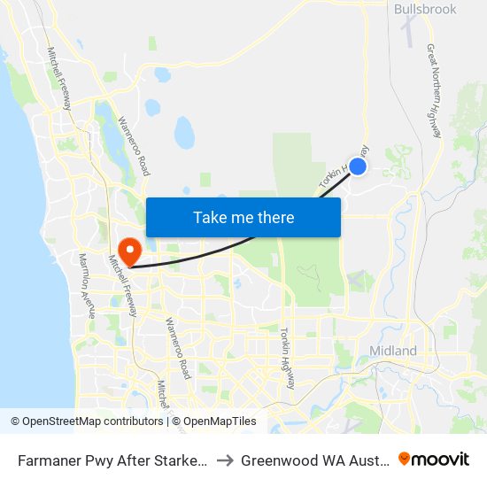 Farmaner Pwy After Starke Turn to Greenwood WA Australia map