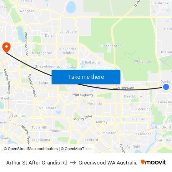 Arthur St After Grandis Rd to Greenwood WA Australia map