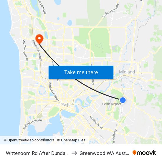 Wittenoom Rd After Dundas Rd to Greenwood WA Australia map