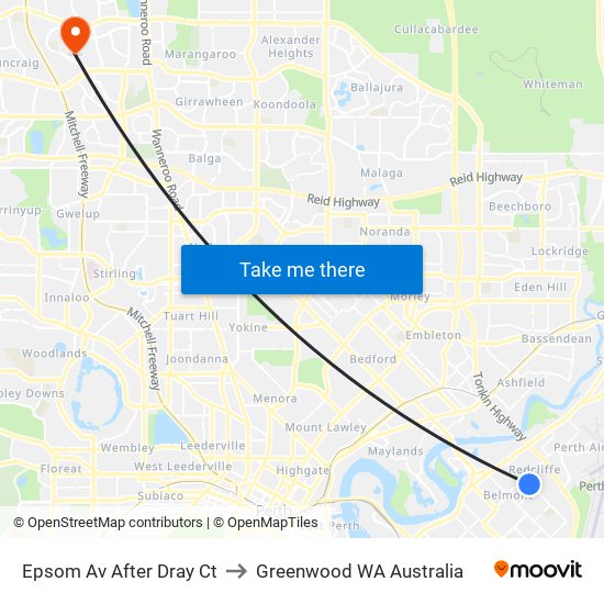 Epsom Av After Dray Ct to Greenwood WA Australia map
