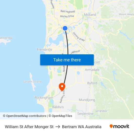 William St After Monger St to Bertram WA Australia map