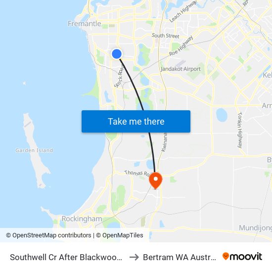 Southwell Cr After Blackwood Av to Bertram WA Australia map