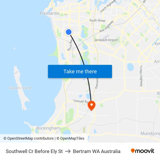 Southwell Cr Before Ely St to Bertram WA Australia map