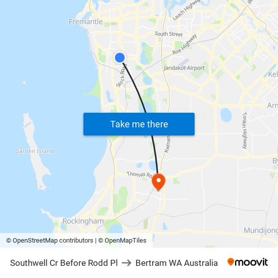 Southwell Cr Before Rodd Pl to Bertram WA Australia map