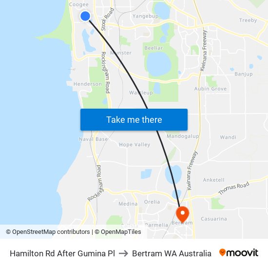 Hamilton Rd After Gumina Pl to Bertram WA Australia map