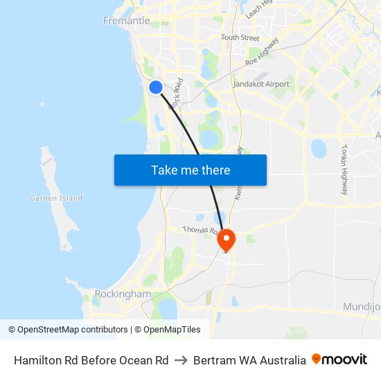 Hamilton Rd Before Ocean Rd to Bertram WA Australia map