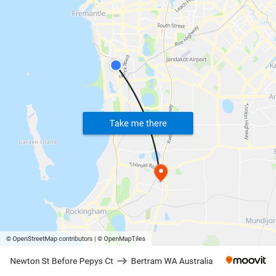 Newton St Before Pepys Ct to Bertram WA Australia map