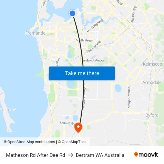 Matheson Rd After Dee Rd to Bertram WA Australia map