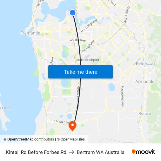 Kintail Rd Before Forbes Rd to Bertram WA Australia map