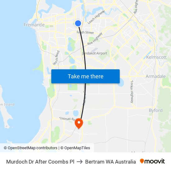 Murdoch Dr After Coombs Pl to Bertram WA Australia map