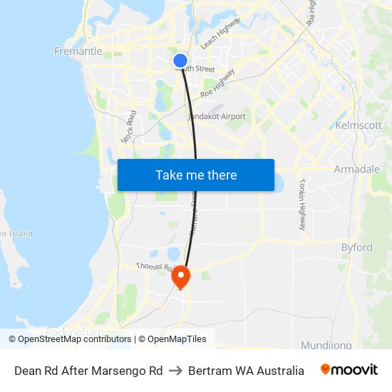 Dean Rd After Marsengo Rd to Bertram WA Australia map