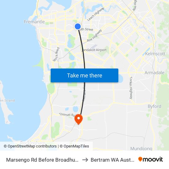 Marsengo Rd Before Broadhurst Cr to Bertram WA Australia map