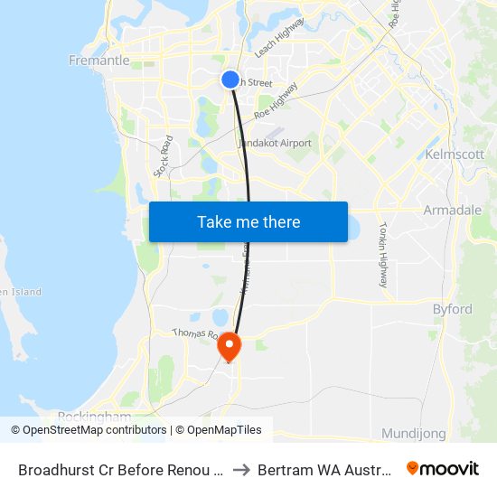 Broadhurst Cr Before Renou Wy to Bertram WA Australia map