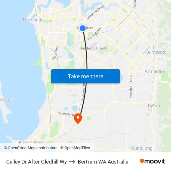 Calley Dr After Gledhill Wy to Bertram WA Australia map