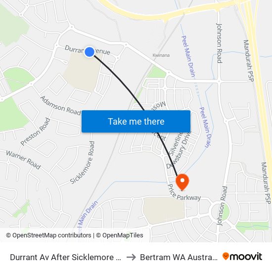 Durrant Av After Sicklemore Rd to Bertram WA Australia map