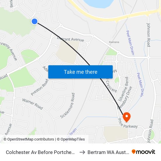 Colchester Av Before Portchester Av to Bertram WA Australia map