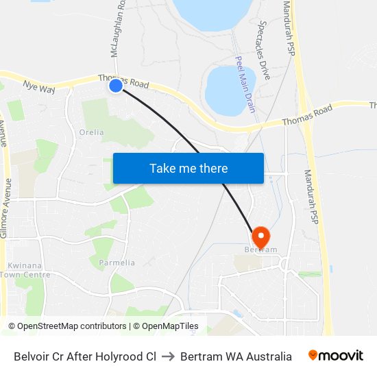 Belvoir Cr After Holyrood Cl to Bertram WA Australia map