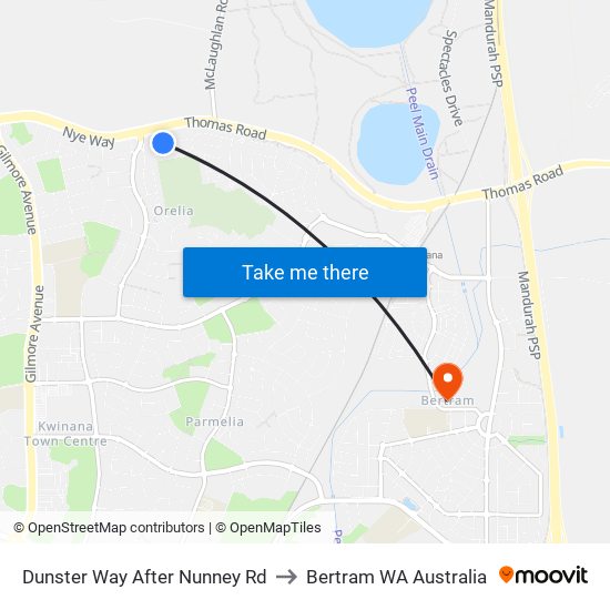 Dunster Way After Nunney Rd to Bertram WA Australia map