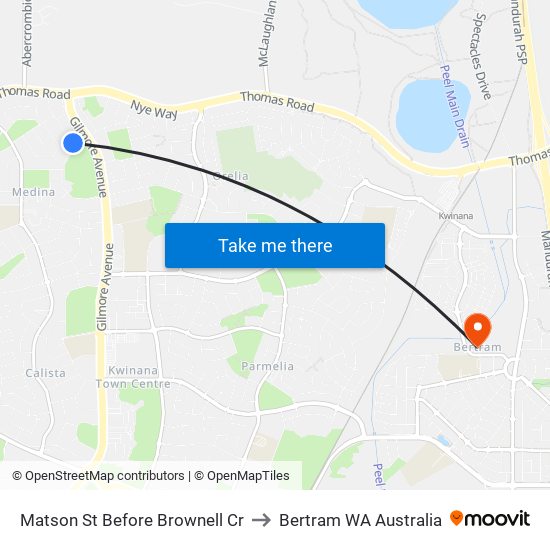 Matson St Before Brownell Cr to Bertram WA Australia map