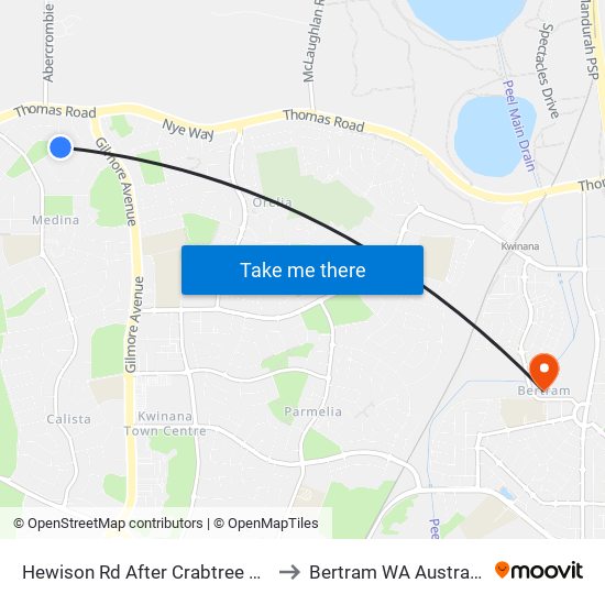 Hewison Rd After Crabtree Wy to Bertram WA Australia map