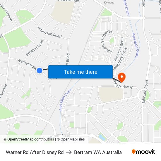 Warner Rd After Disney Rd to Bertram WA Australia map
