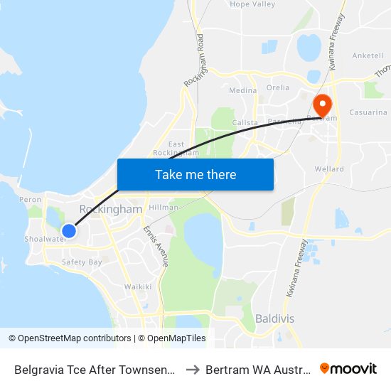 Belgravia Tce After Townsend Rd to Bertram WA Australia map