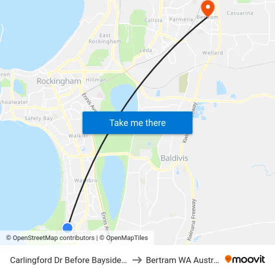 Carlingford Dr Before Bayside Bvd to Bertram WA Australia map