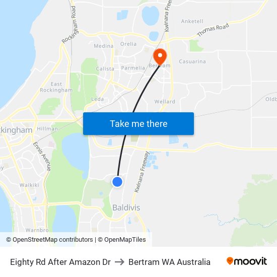 Eighty Rd After Amazon Dr to Bertram WA Australia map