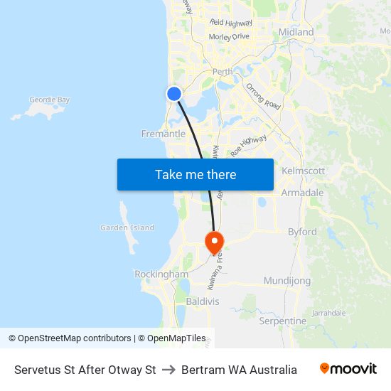 Servetus St After Otway St to Bertram WA Australia map
