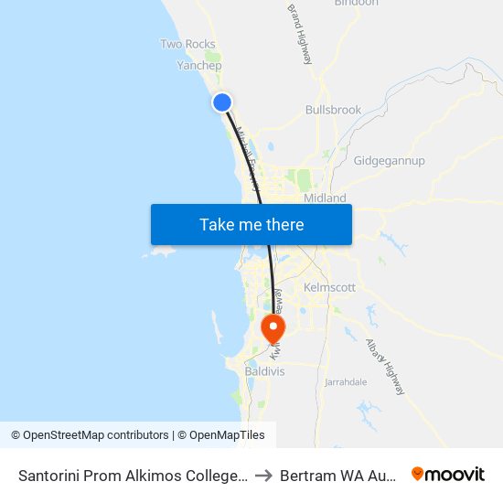 Santorini Prom Alkimos College Stand 3 to Bertram WA Australia map