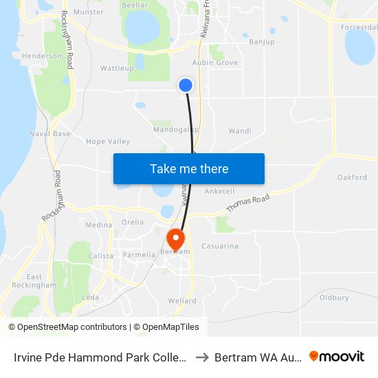 Irvine Pde Hammond Park College Stand 2 to Bertram WA Australia map