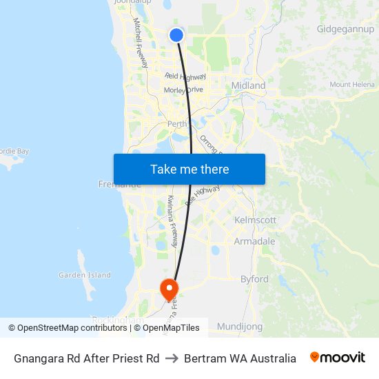 Gnangara Rd After Priest Rd to Bertram WA Australia map