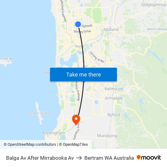 Balga Av After Mirrabooka Av to Bertram WA Australia map