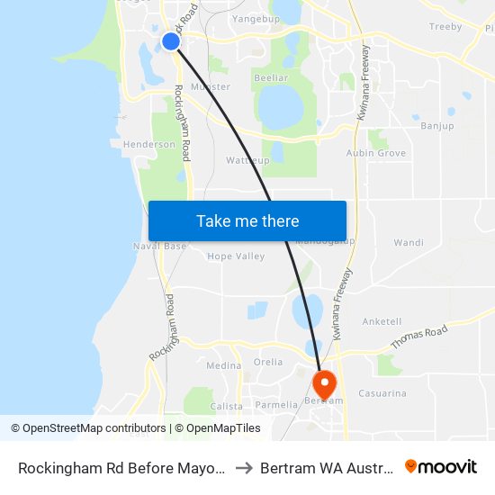 Rockingham Rd Before Mayor Rd to Bertram WA Australia map