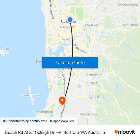 Beach Rd After Oxleigh Dr to Bertram WA Australia map