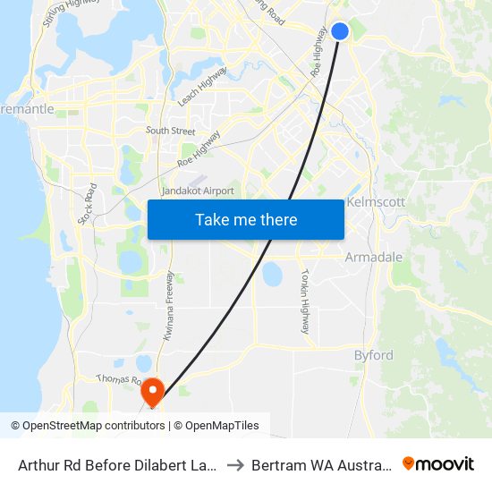 Arthur Rd Before Dilabert Lane to Bertram WA Australia map