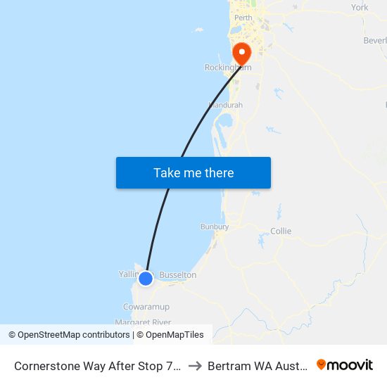Cornerstone Way After Stop 74333 to Bertram WA Australia map