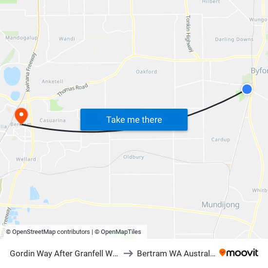 Gordin Way After Granfell Way to Bertram WA Australia map