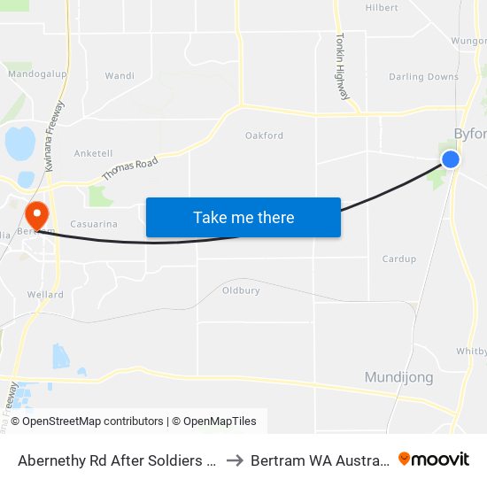 Abernethy Rd After Soldiers Rd to Bertram WA Australia map