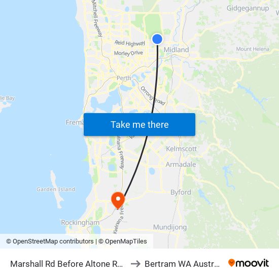 Marshall Rd Before Altone Road to Bertram WA Australia map