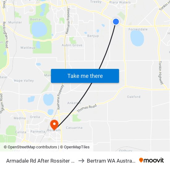 Armadale Rd After Rossiter Av to Bertram WA Australia map