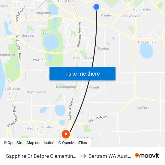 Sapphire Dr Before Clementine Bvd to Bertram WA Australia map