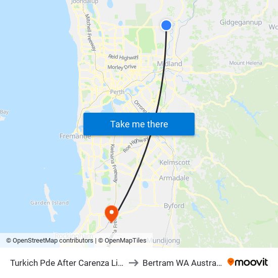 Turkich Pde After Carenza Link to Bertram WA Australia map