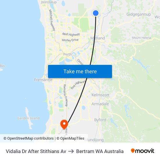 Vidalia Dr After Stithians Av to Bertram WA Australia map